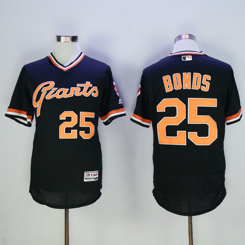 Men San Francisco Giants #25 Bonds Black Throwback Elite MLB Jerseys